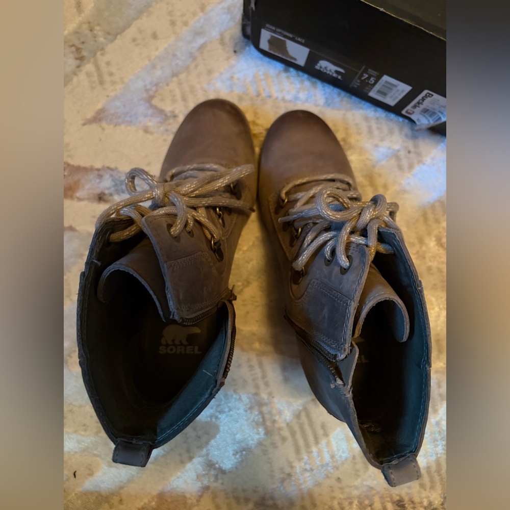 Sorel Joan Uptown Lace-Up Wedge Ankle Boots 7.5 Like New - Picture 4 of 8